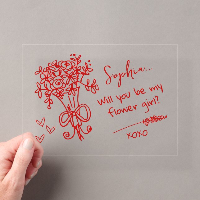 Invitations En Acrylique Red Hand Drawn Will you be... (In situ (ordinateur de poche))