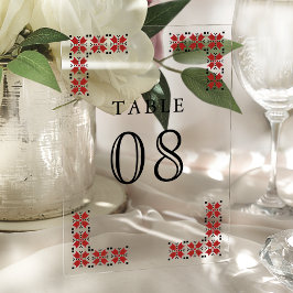 Invitations En Acrylique Red Ukrainian Wedding Acrylic Table Number