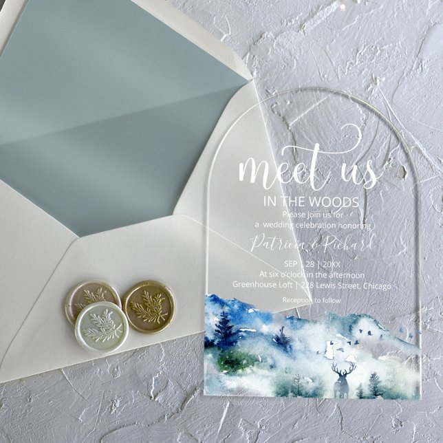 Invitations En Acrylique Rencontrez-Nous Dans La Forêt Boisée Mariage Extér (Créateur téléchargé)