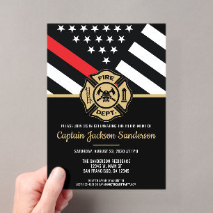 Invitations En Acrylique Retraite d'un pompier du service des incendies