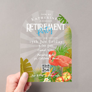 Invitations En Acrylique Retraite Tropicale Flamant Rose