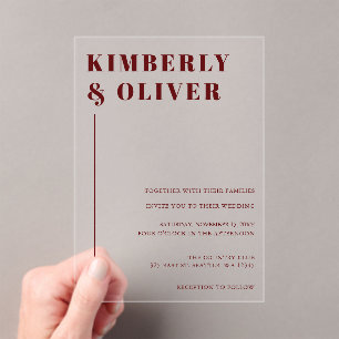 Invitations En Acrylique Retro Abstrait Terrain Terracotta Orange Mariage