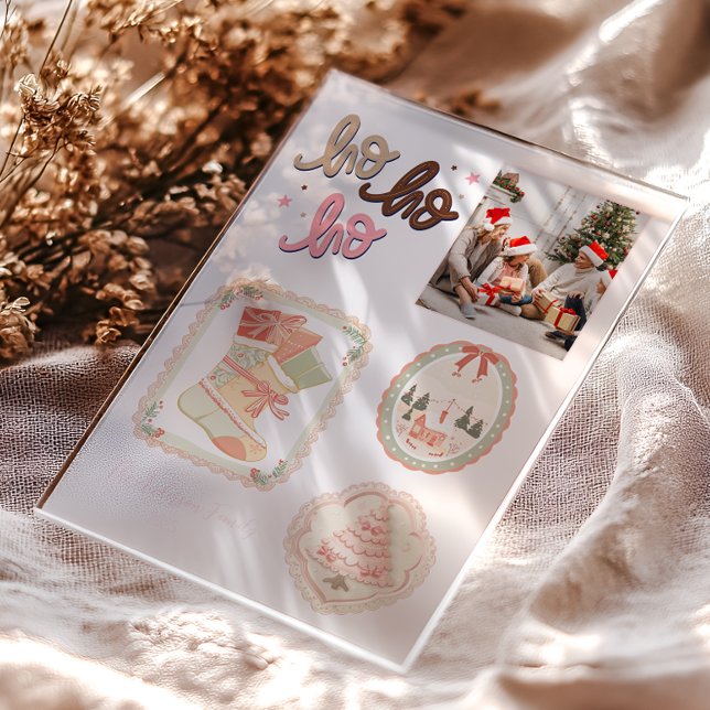 Invitations En Acrylique Retro Pink Green Christmas (Créateur téléchargé)