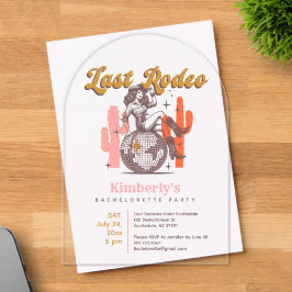 Invitations En Acrylique Retro Pink Yellow Cowgirl Last Disco Nash Bash