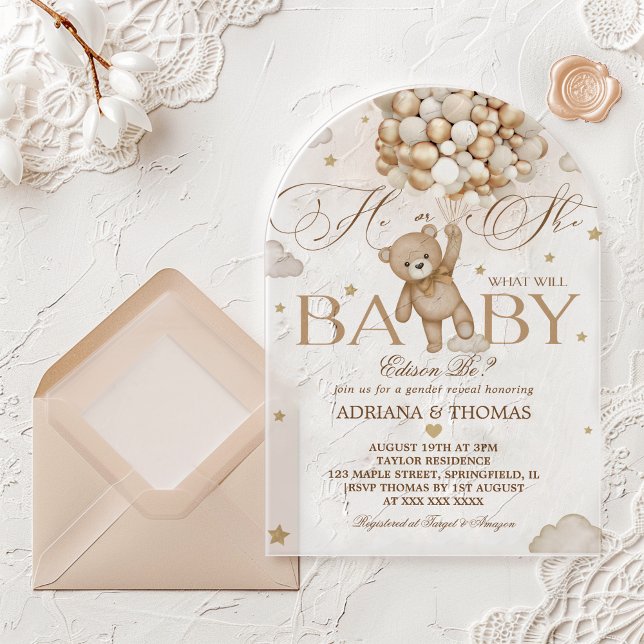 Invitations En Acrylique Révélation du genre de l'ours (Créateur téléchargé)