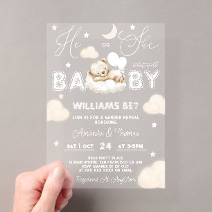Invitations En Acrylique Révélation du genre de l'ours Neutre
