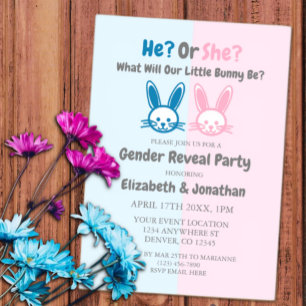 Invitations En Acrylique Révélation du sexe du petit lapin