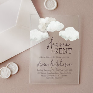 Invitations En Acrylique Révélation du sexe envoyée du ciel Beige de rêve