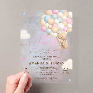 Invitations En Acrylique Révélation du sexe par vol en montgolfière avec ou