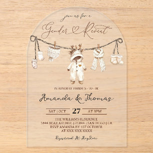 Invitations En Acrylique Révélation du sexe sur une corde à linge Boho d'hi