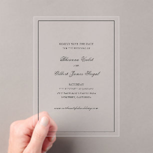Invitations En Acrylique Rhianna Mariage traditionnel Enregistrer la date