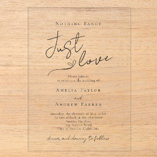 Invitations En Acrylique Rien De fantaisie Juste Aimer Élégant Mariage