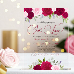 Invitations En Acrylique Rien de fantaisie Juste Amour Hot rose Rose Mariag