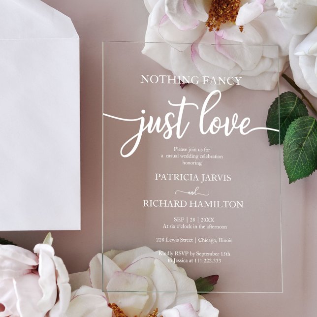 Invitations En Acrylique Rien de fantaisie Juste Amour Mariage (Créateur téléchargé)