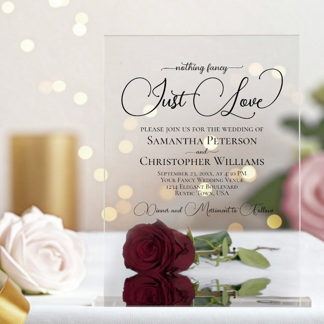 Invitations En Acrylique Rien de fantaisie Juste Amour Posh Bourgogne Maria (Créateur téléchargé)