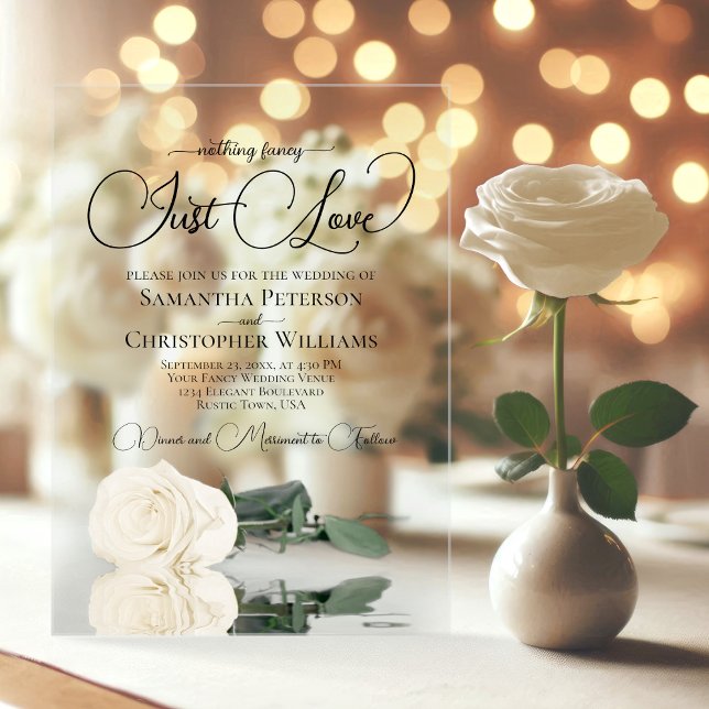 Invitations En Acrylique Rien de fantaisie Juste Amour Posh Rose Mariage (Créateur téléchargé)