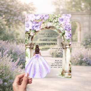 Invitations En Acrylique Robe de fleurs de lavande en arche transparente po