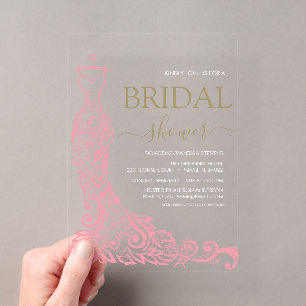 Invitations En Acrylique Robe Élégante Rose Blush pour Baby Shower