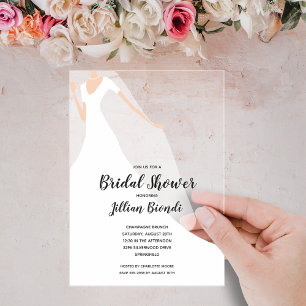Invitations En Acrylique Robe et voile de douche de mariée
