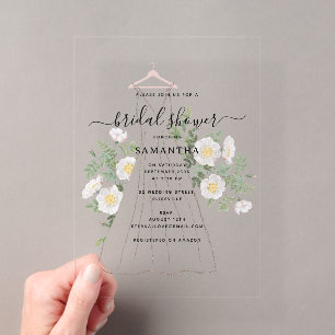 Invitations En Acrylique Robe Mariage tirée à la main Fête des mariées flor