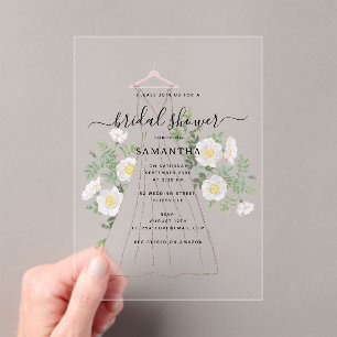 Invitations En Acrylique Robe Mariage tirée à la main Fête des mariées flor