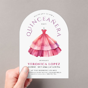 Invitations En Acrylique Robe princesse rose blanche moderne Aquarelle