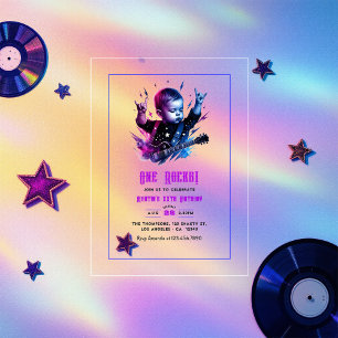 Invitations En Acrylique Rock On Party Thème One Rocks 1er Anniversaire