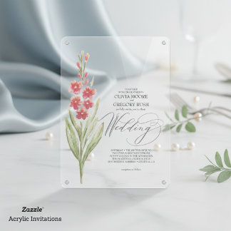Invitations En Acrylique Romantic Soft Pink Flowers Summer Garden