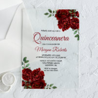 Romantique Bourgogne Rouge Rose Quinceanera Invita