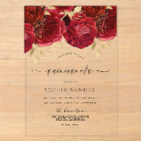 Romantique Roses Rouges Élégante Quinceanera Party