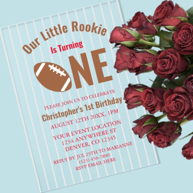 Invitations En Acrylique Rookie Football 1er anniversaire (Créateur téléchargé)