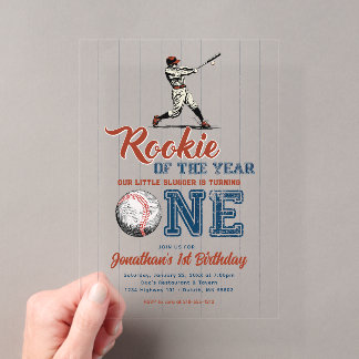 Invitations En Acrylique Rookie of the Year Baseball 1st Birthday