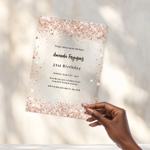 Invitations En Acrylique Rose gold clair anniversaire