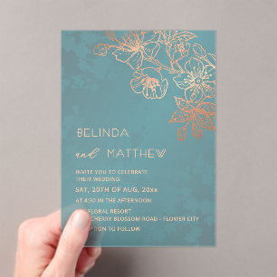 Invitations En Acrylique Rose Gold Sarcelle Transparent Mariage Décontracté