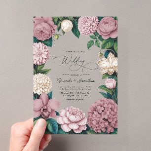 Invitations En Acrylique Rose Poussière, Soie Blush & Porcelaine Crème Mari