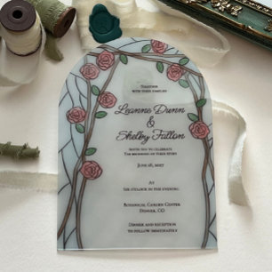Invitations En Acrylique Rose Vines Effet Verre Cathédrale Ancien Acrylique