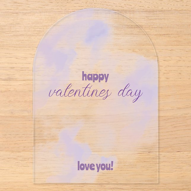 Invitations En Acrylique Rose - Violet Saint-Valentin (Recto)