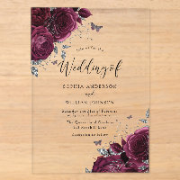 Roses Bourgogne Maroon Avec Mariage Élégant Argent