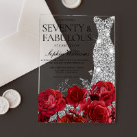 Roses rouges Roses Diamond habillées femmes 70e fê