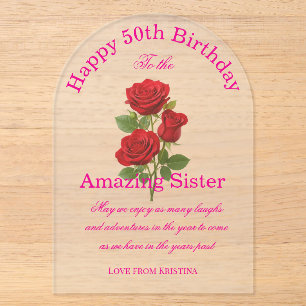 Invitations En Acrylique Roses rouges roses incroyables soeur acrylique ann
