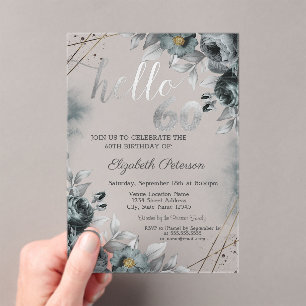 Invitations En Acrylique Roses Sombres Vert 60ème Anniversaire