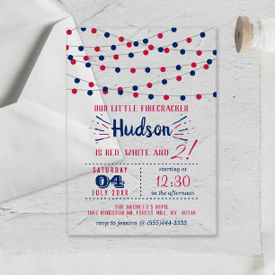 Invitations En Acrylique Rouge, Blanc & Deux ! 4 juillet fête du 2e anniver