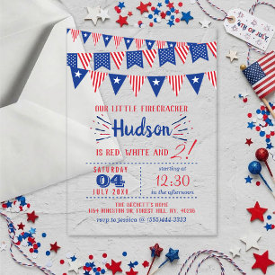 Invitations En Acrylique Rouge, Blanc & Deux ! Fête d'anniversaire de 2 ans
