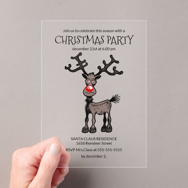 Invitations En Acrylique Rudolphs Fantastic Christmas Party (In situ (ordinateur de poche))