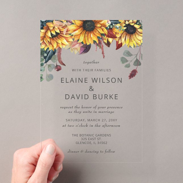 Invitations En Acrylique Russe Aquarelle Bourgogne Mariage de automne (In situ (ordinateur de poche))