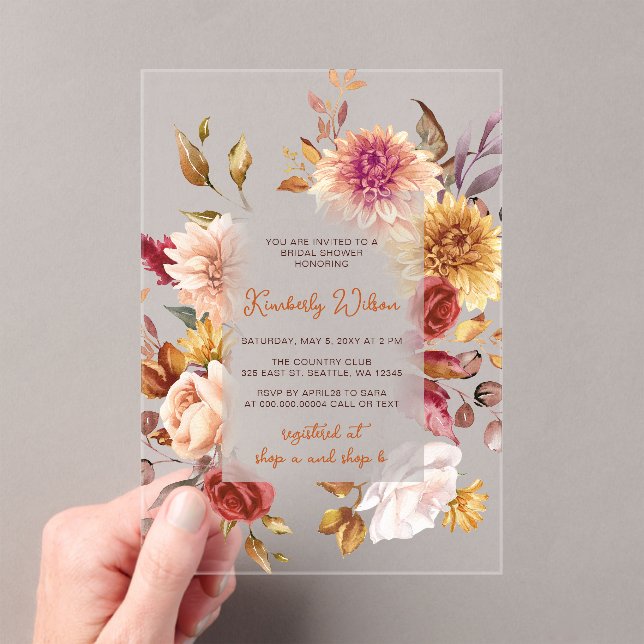 Invitations En Acrylique Rustic Fall in Love Fall Bridal Shower (In situ (ordinateur de poche))