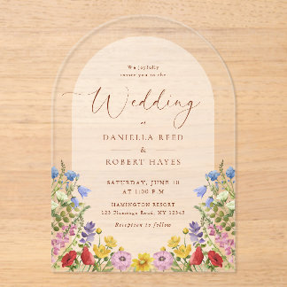 Invitations En Acrylique Rustic Garden Spring Summer Floral Wedding