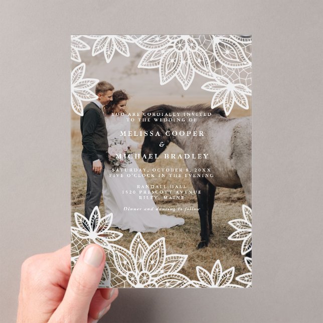 Invitations En Acrylique Rustic Lace Mariage photo (In situ (ordinateur de poche))
