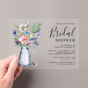 Invitations En Acrylique Rustique Bohème Floral de Fleurs Sauvages pour une