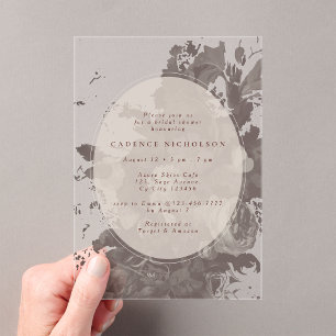 Invitations En Acrylique Rustique Chic Floral Terracotta Sépia Enterrement 